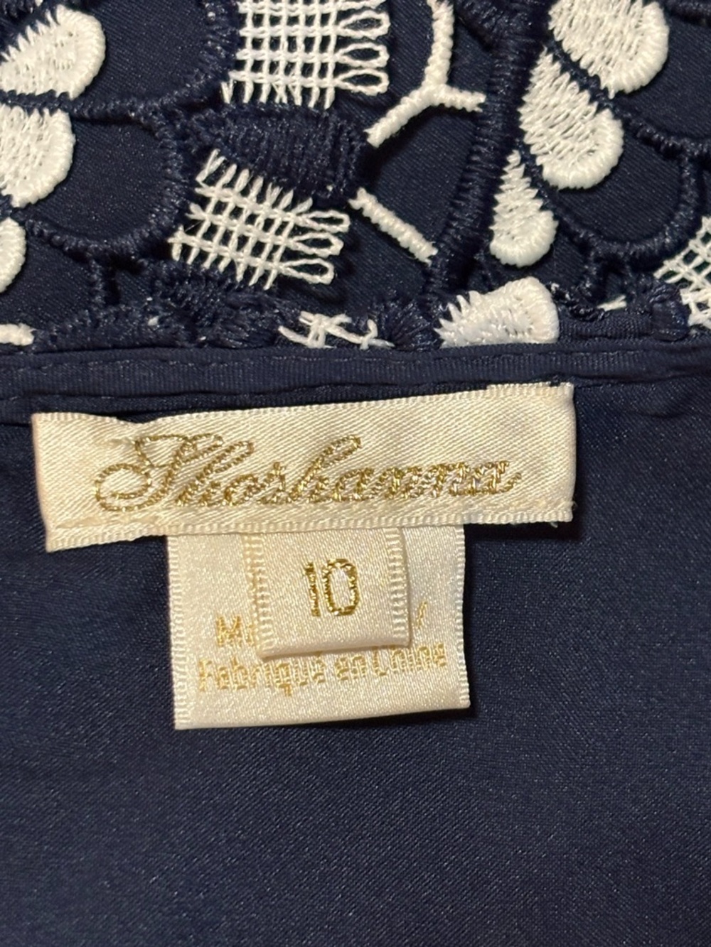 Shoshanna Kassia Navy & White Lace Pattern Flutter Sleeve Dress, size 10 - Picture 4 of 10